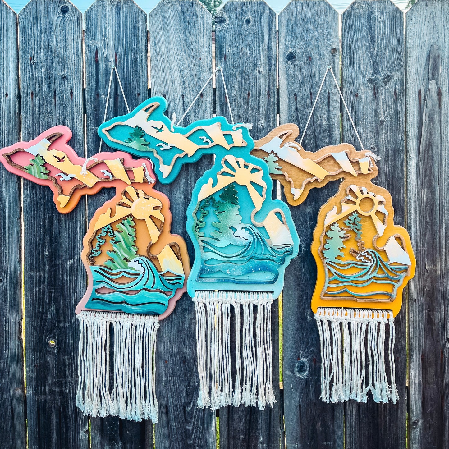 Michigan Macrame Boho Sign