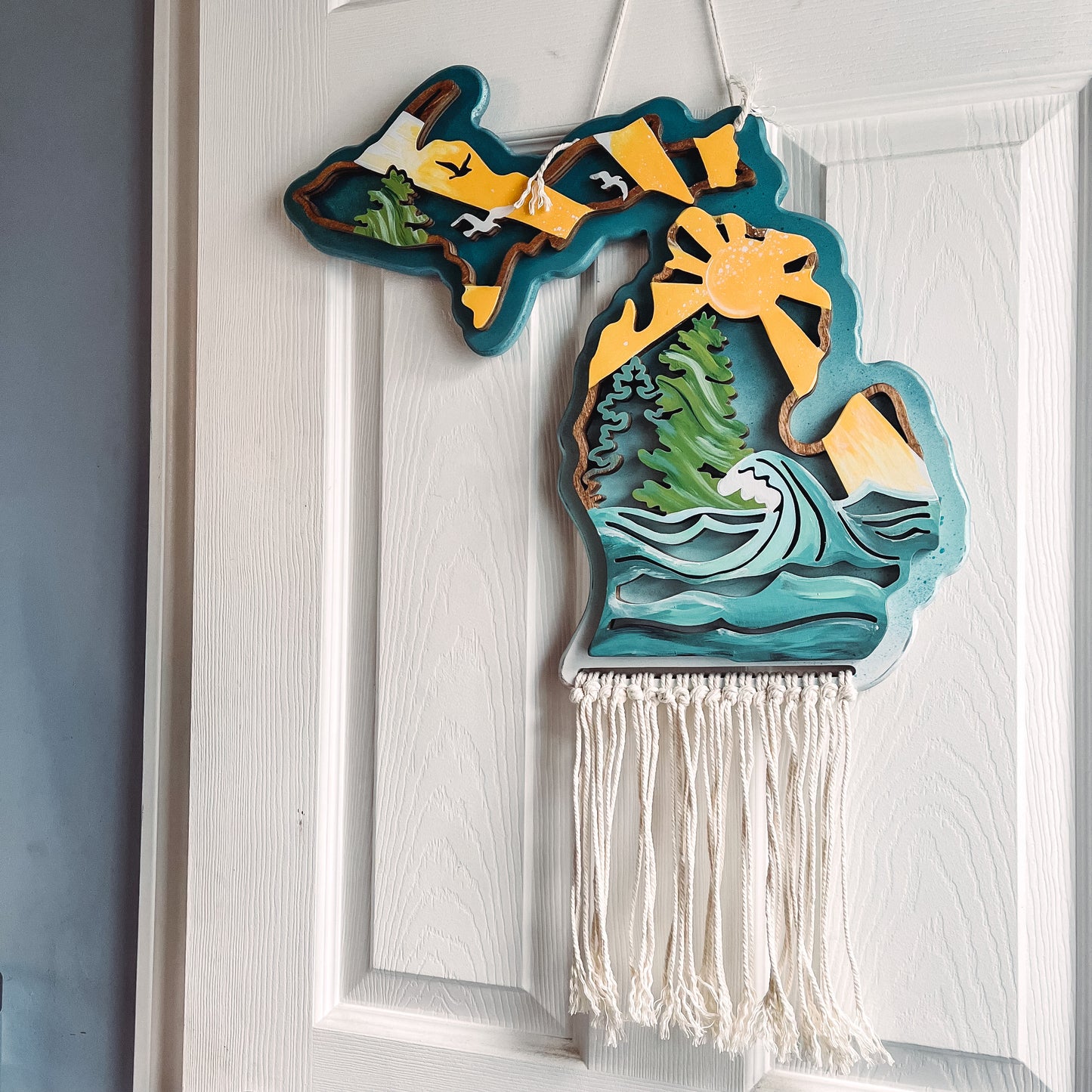 Michigan Macrame Boho Sign
