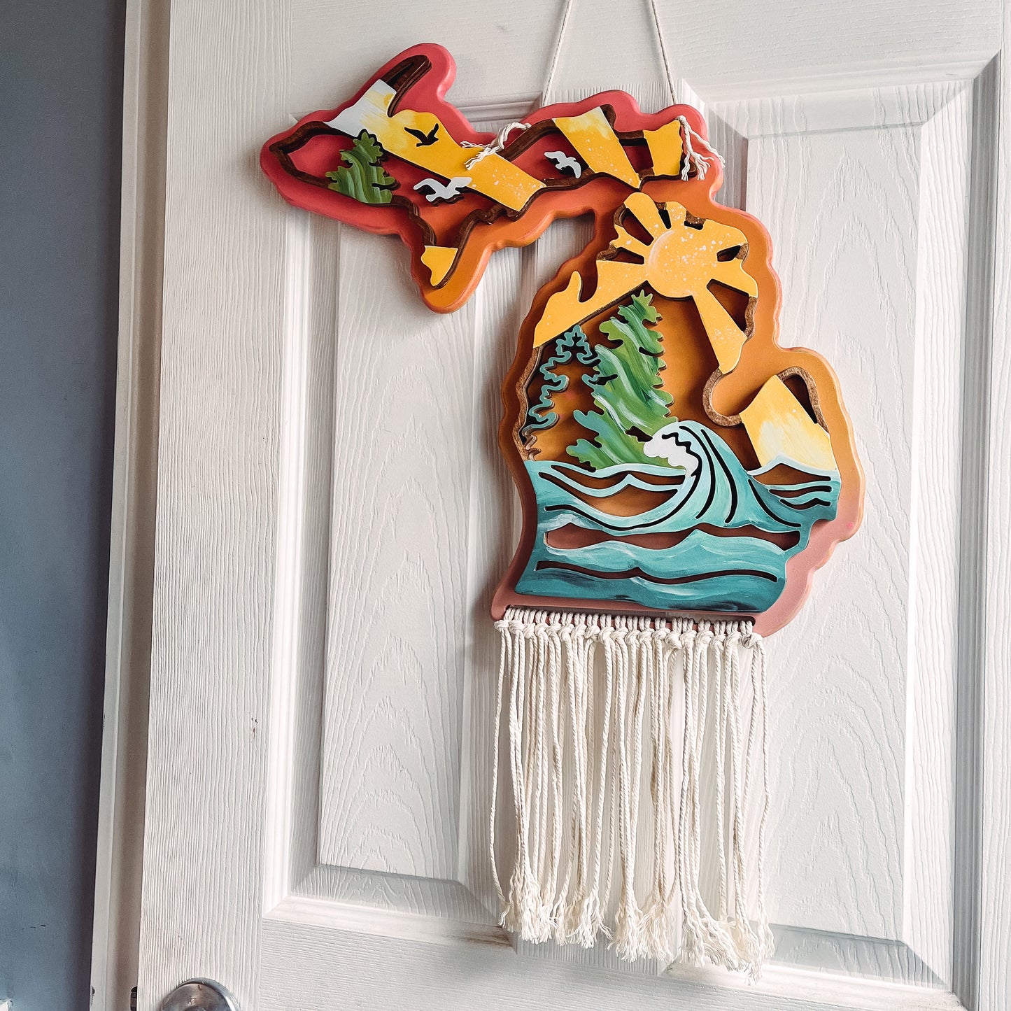 Michigan Macrame Boho Sign