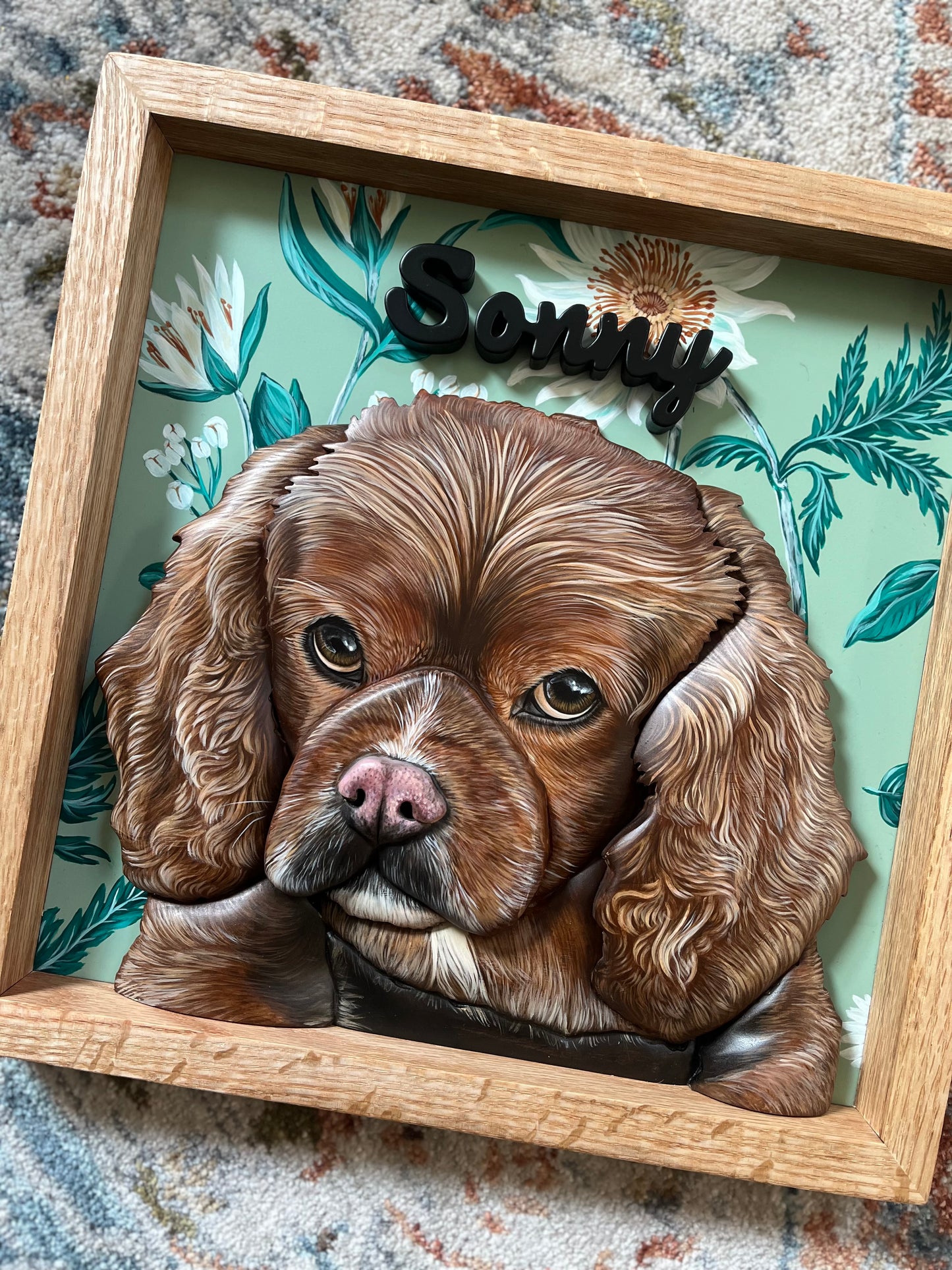 Pet Portrait with Hand painted flowers! (Shipping January 2026)