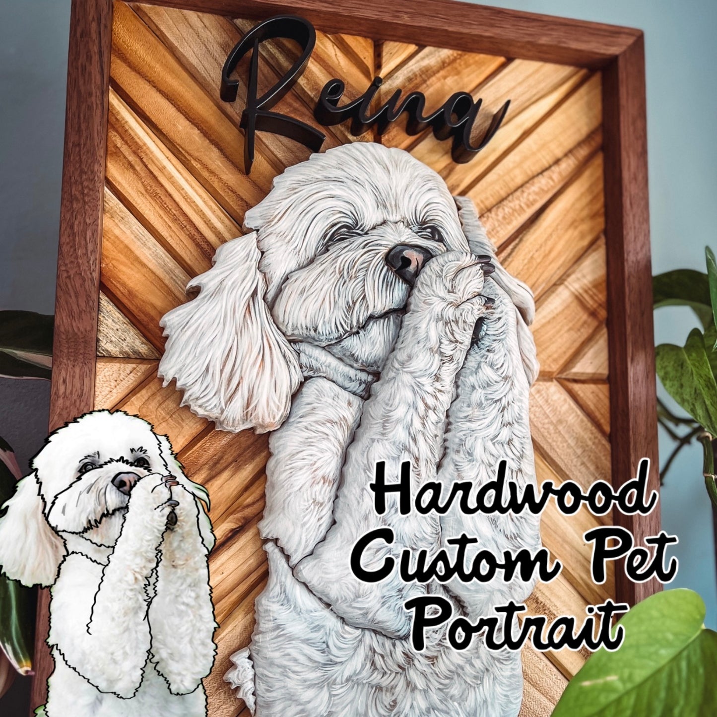 Hardwood Custom Pet Portrait (Shipping January 2026)