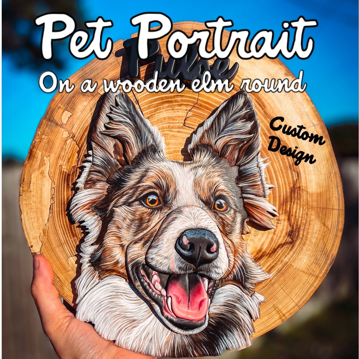 Custom Pet Portrait - On a Live Edge Round (Shipping May 31st 2025)