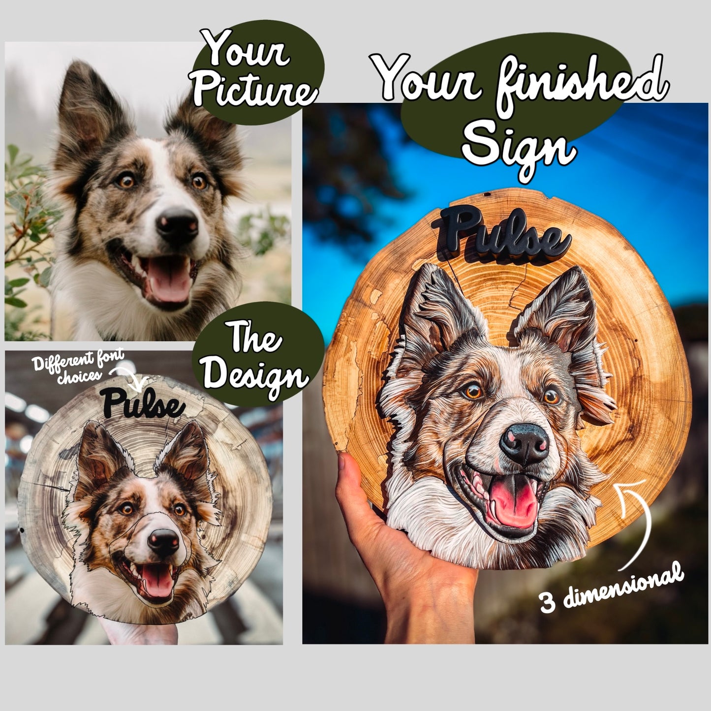 Custom Pet Portrait - On a Live Edge Round (Shipping May 31st 2025)