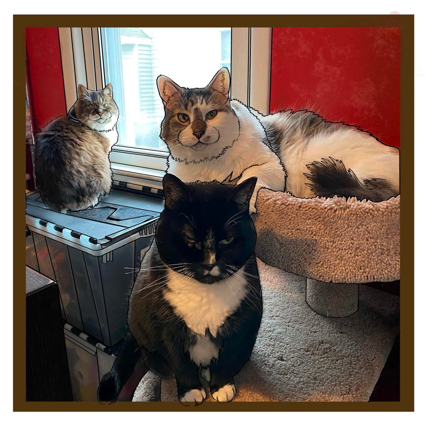 Slevin, Cloe and Zuli Custom Kitty Portrait