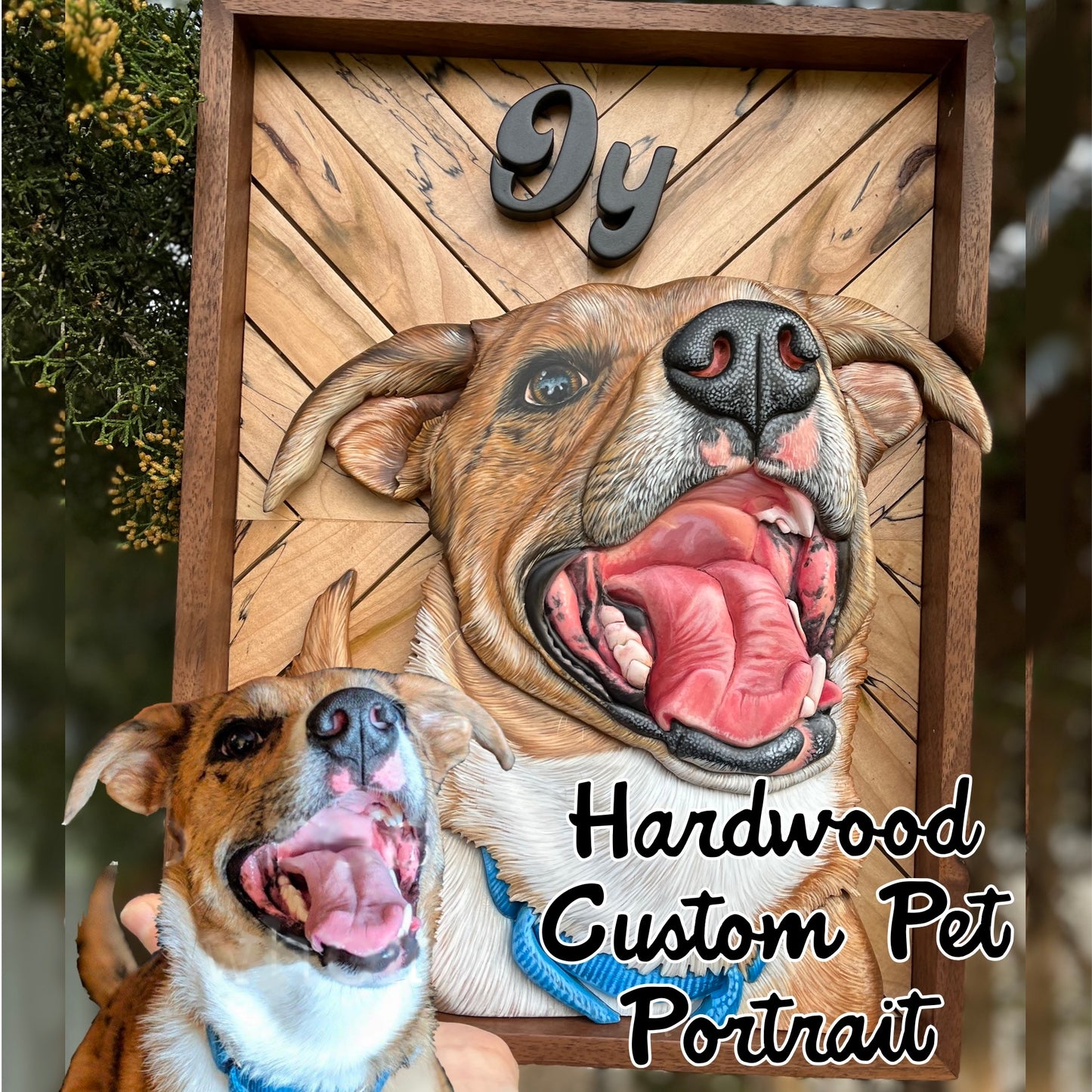 Hardwood Custom Pet Portrait (Shipping August 31st 2025)