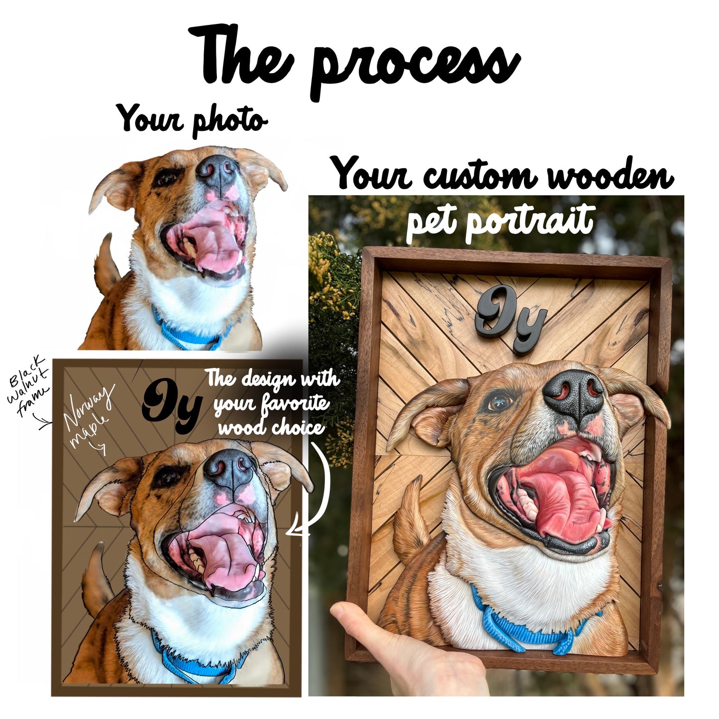 Hardwood Custom Pet Portrait (Shipping August 31st 2025)