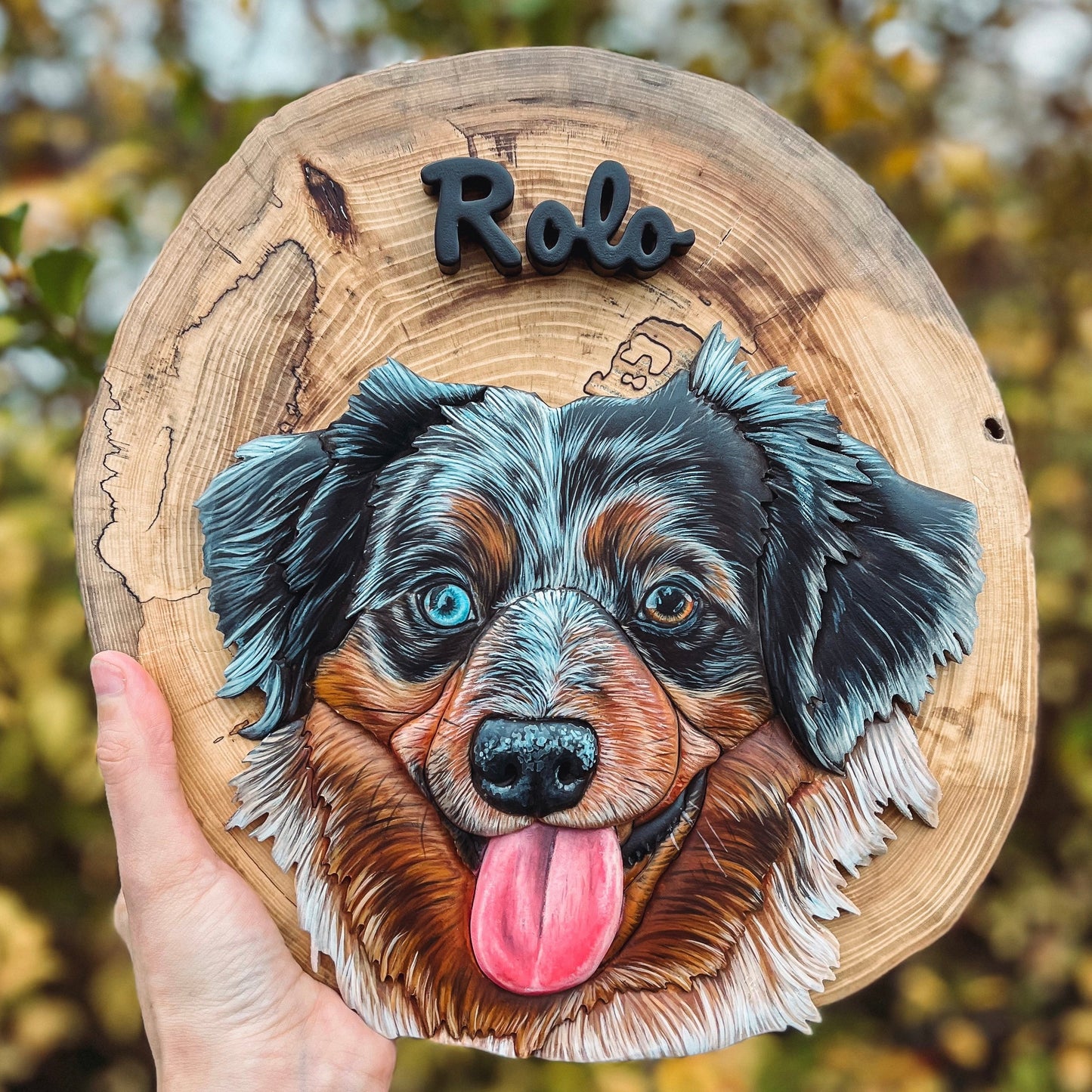 Custom Pet Portrait - On a Live Edge Round (Shipping May 31st 2025)