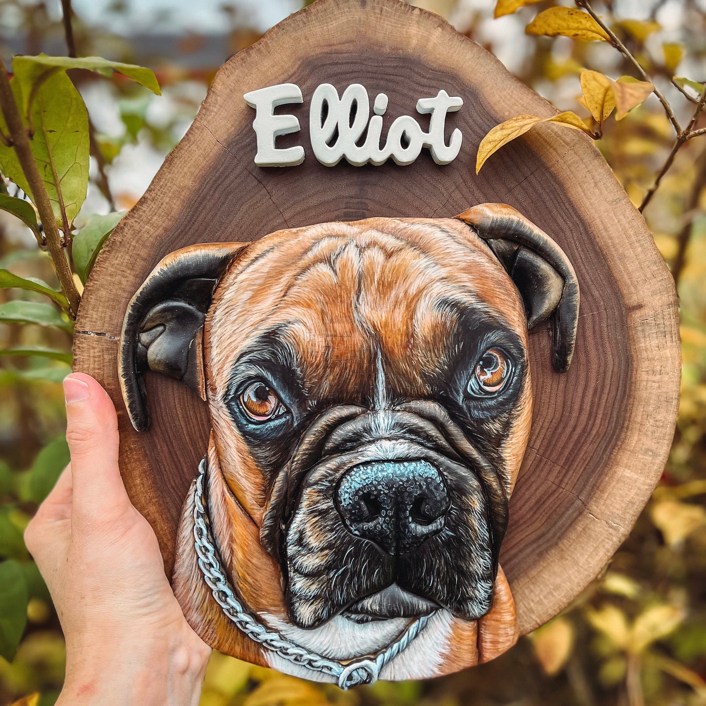 Custom Pet Portrait - On a Live Edge Round (Shipping May 31st 2025)