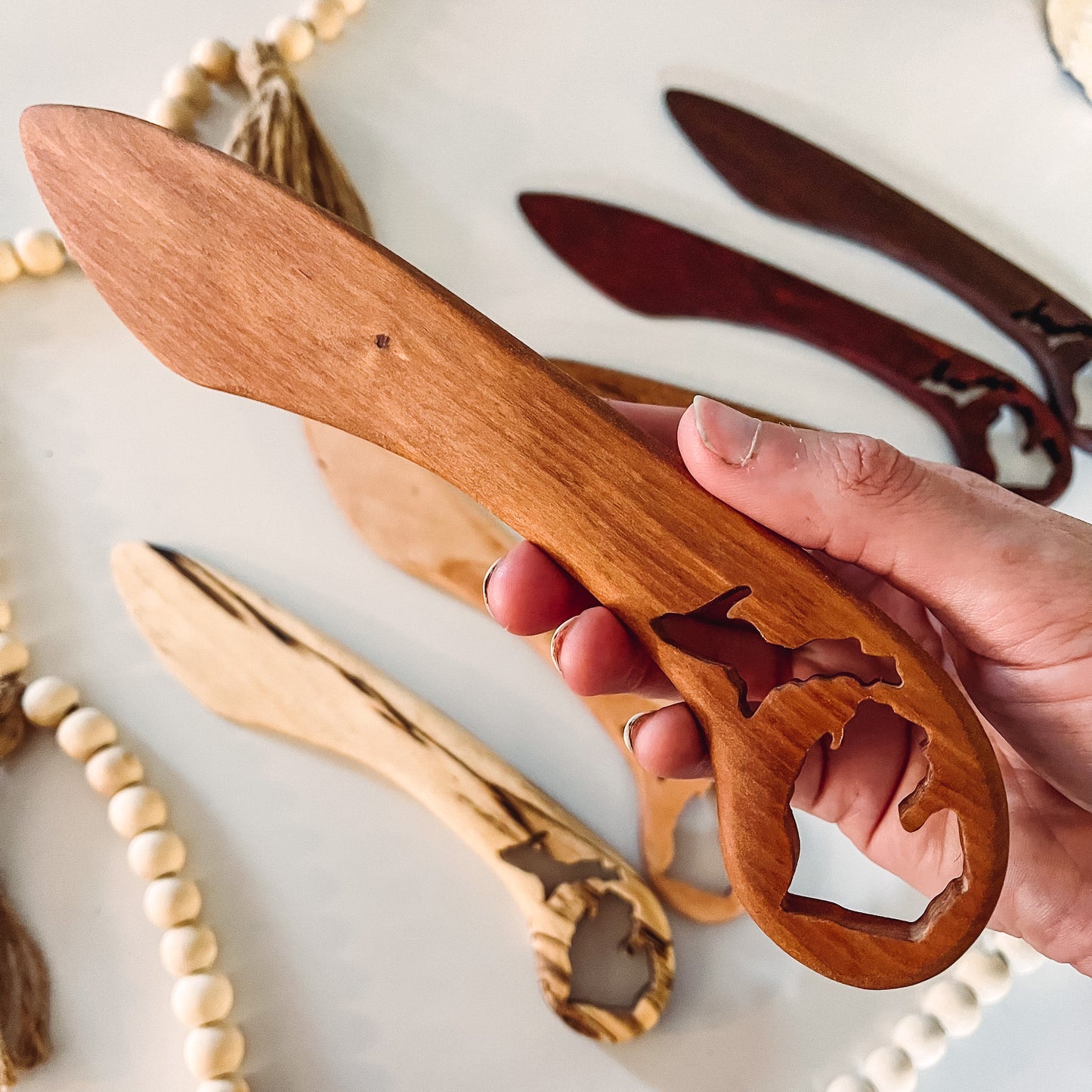 Hardwood cheese knife