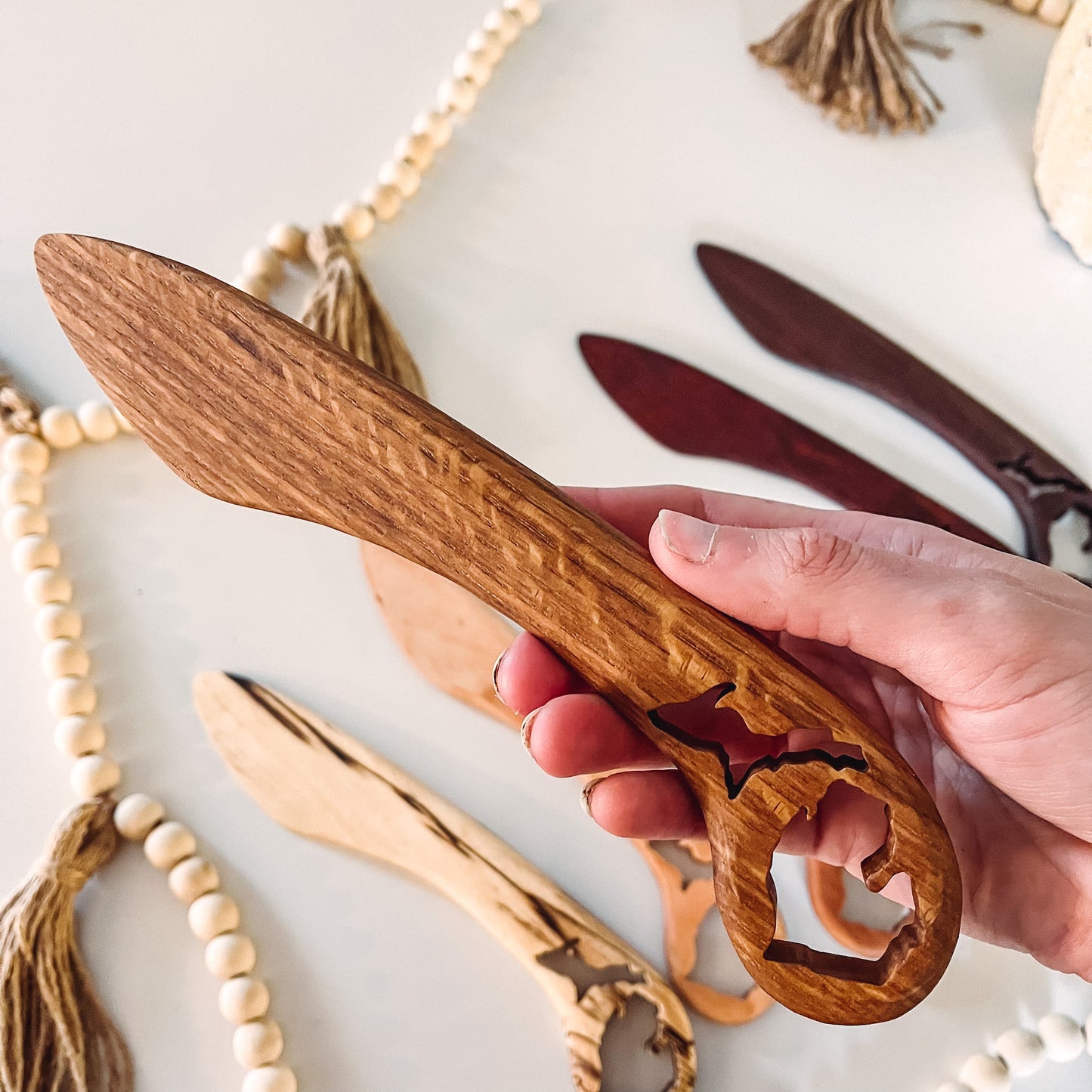 Hardwood cheese knife