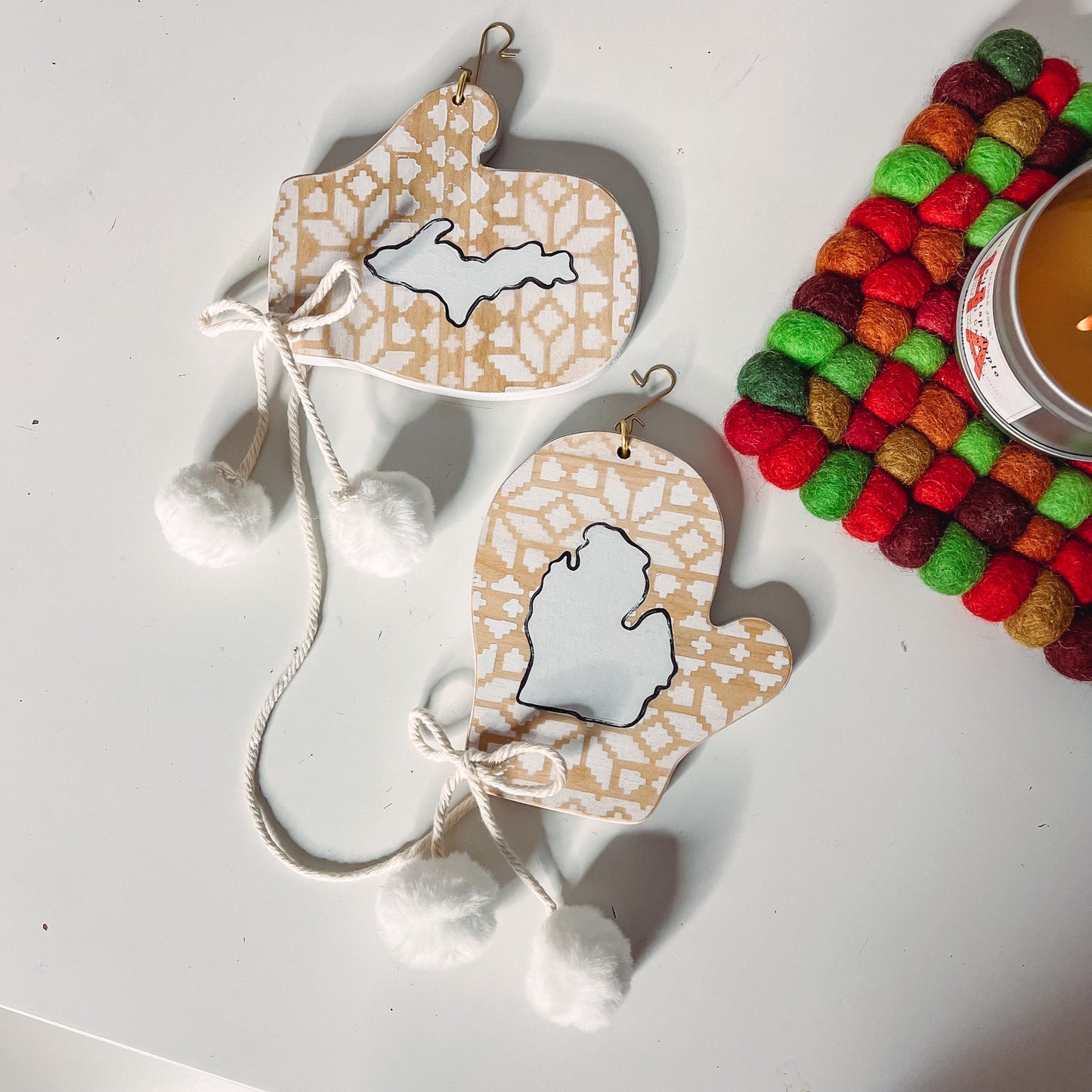 White mini mitten ornament