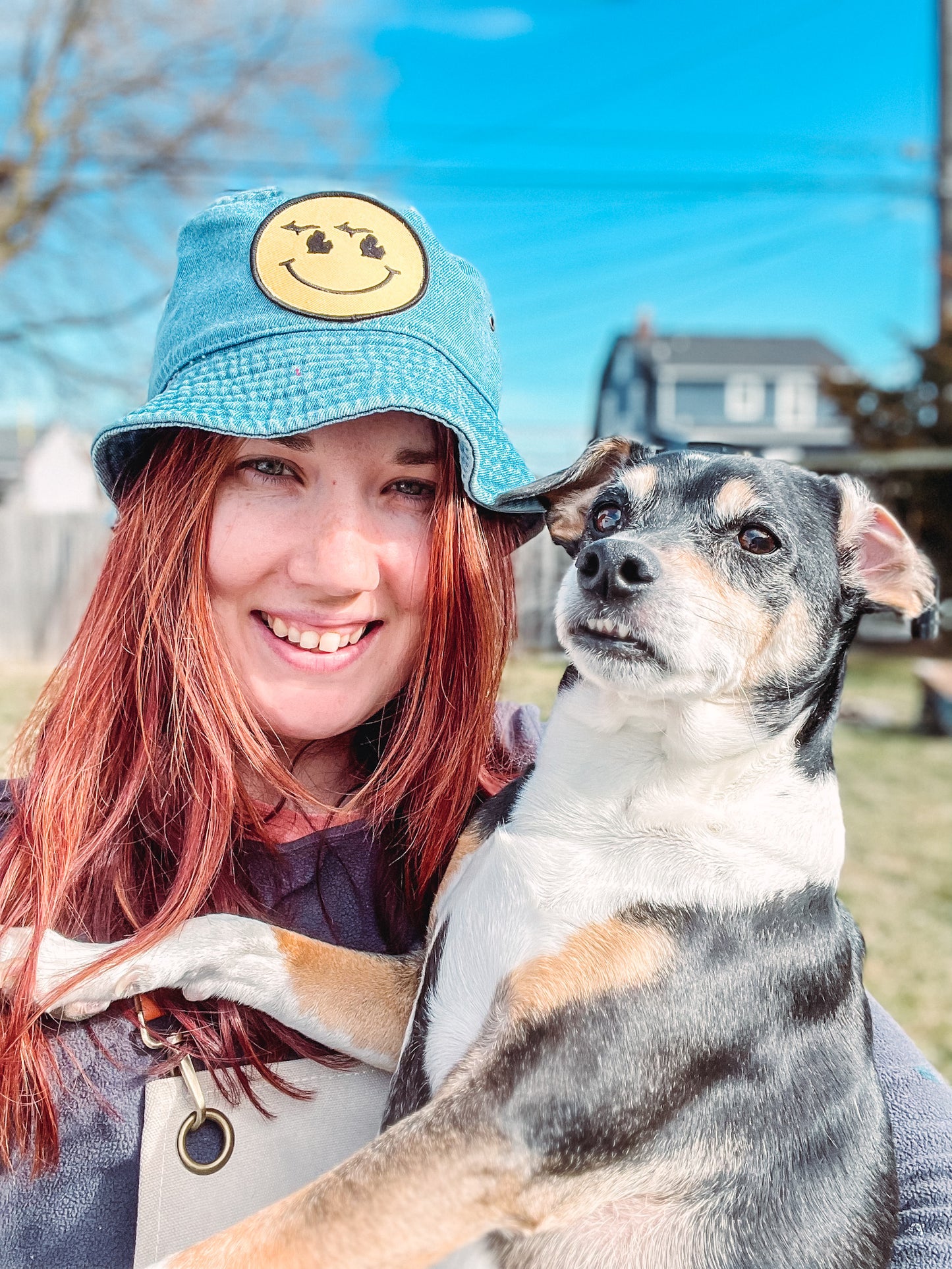 Smiley Denim Bucket Hat