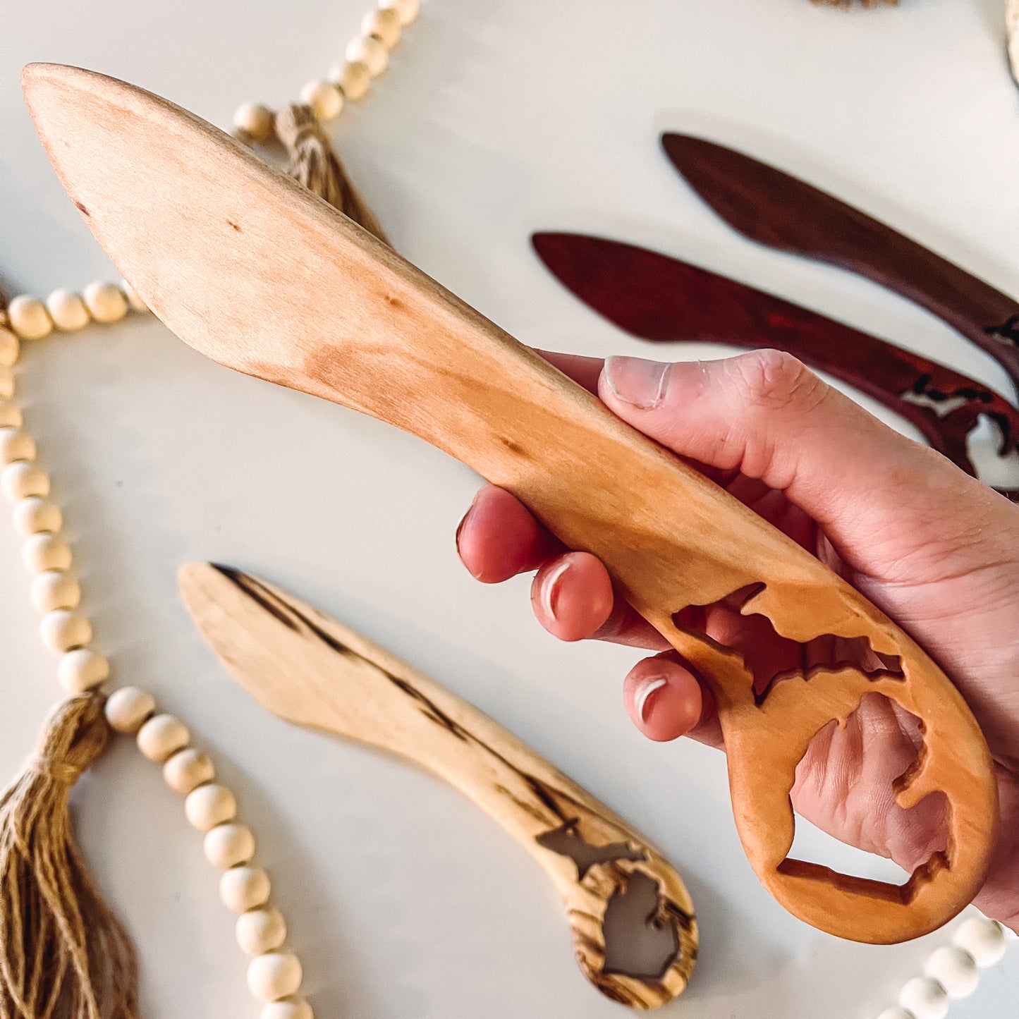 Hardwood cheese knife