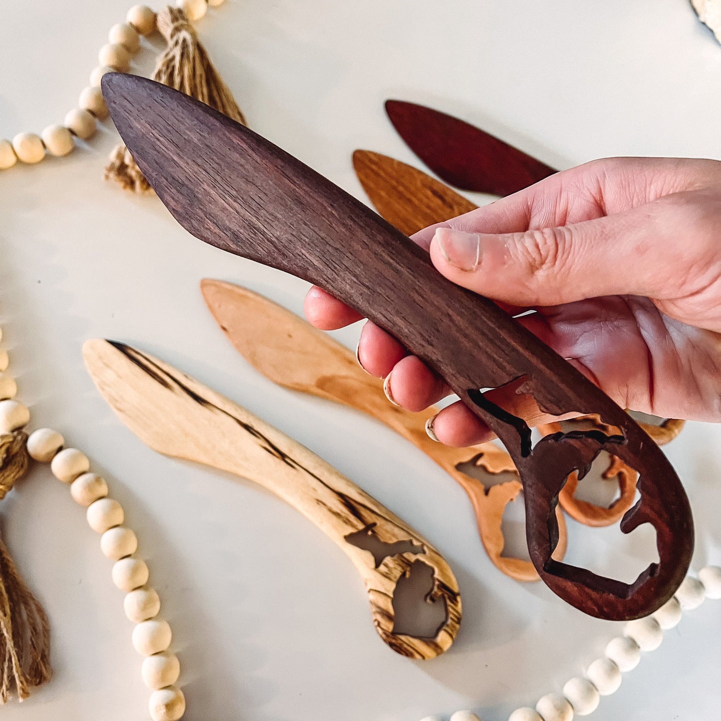 Hardwood cheese knife