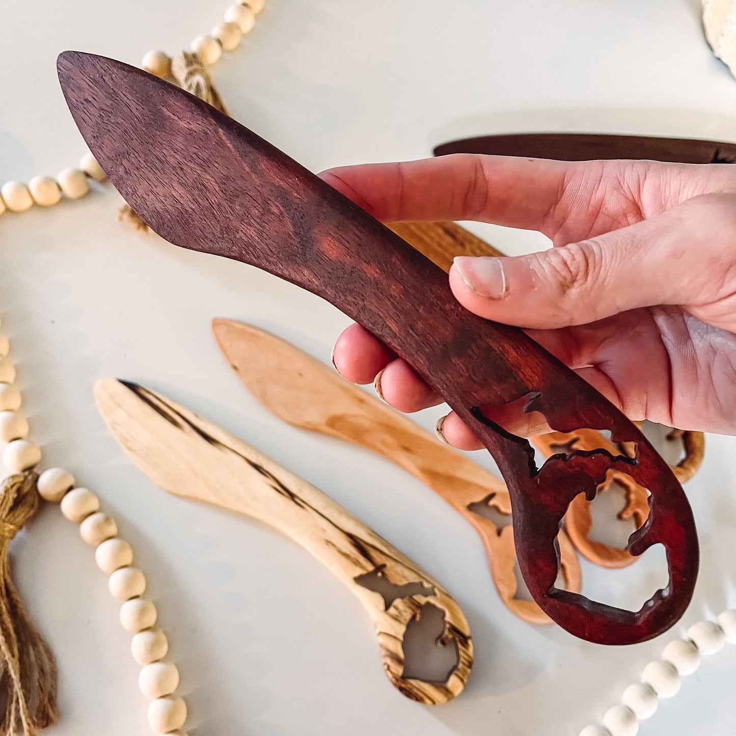 Hardwood cheese knife