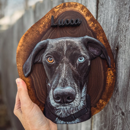 Custom Pet Portrait - On a Live Edge Round (Shipping September 2026)