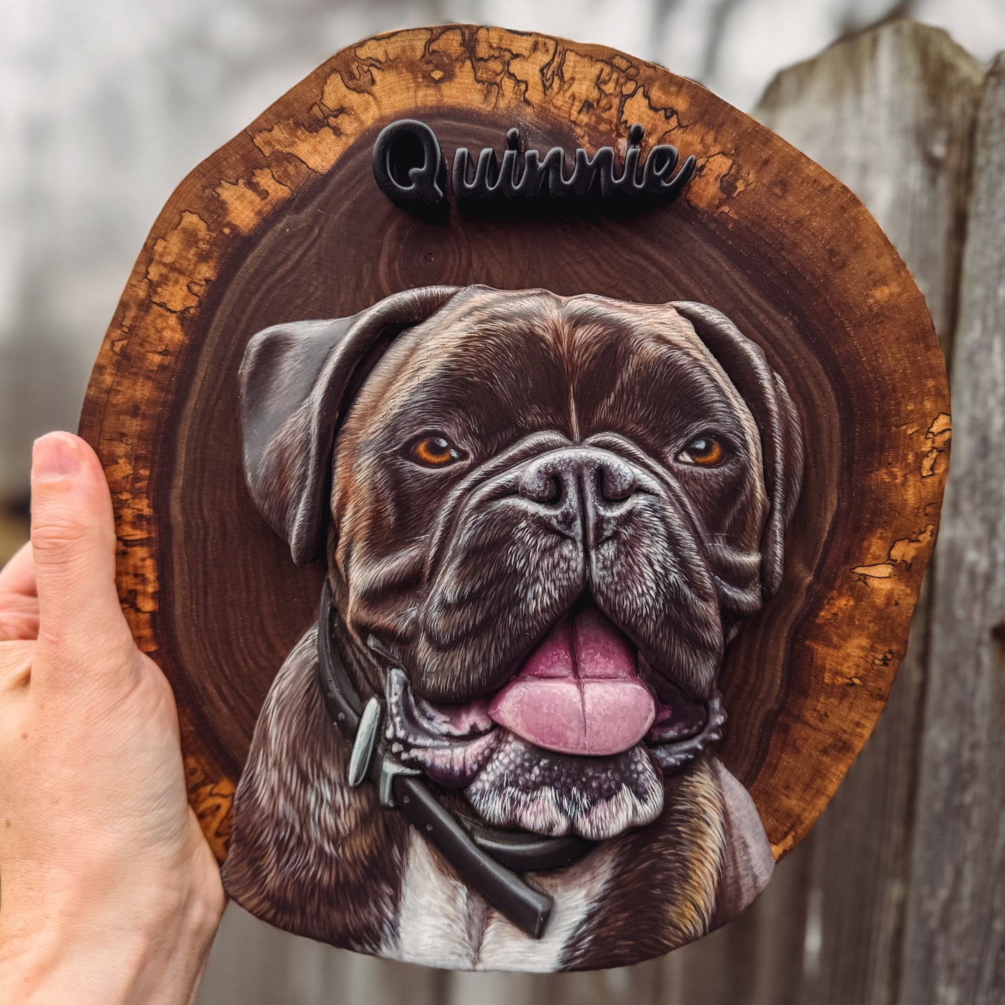 Custom Pet Portrait - On a Live Edge Round (Shipping September 2026)