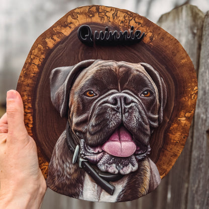 Custom Pet Portrait - On a Live Edge Round (Shipping September 2026)