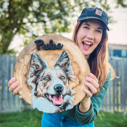 Custom Pet Portrait - On a Live Edge Round (Shipping February 31st)