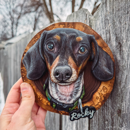 Custom Pet Portrait - On a Live Edge Round (Shipping September 2026)