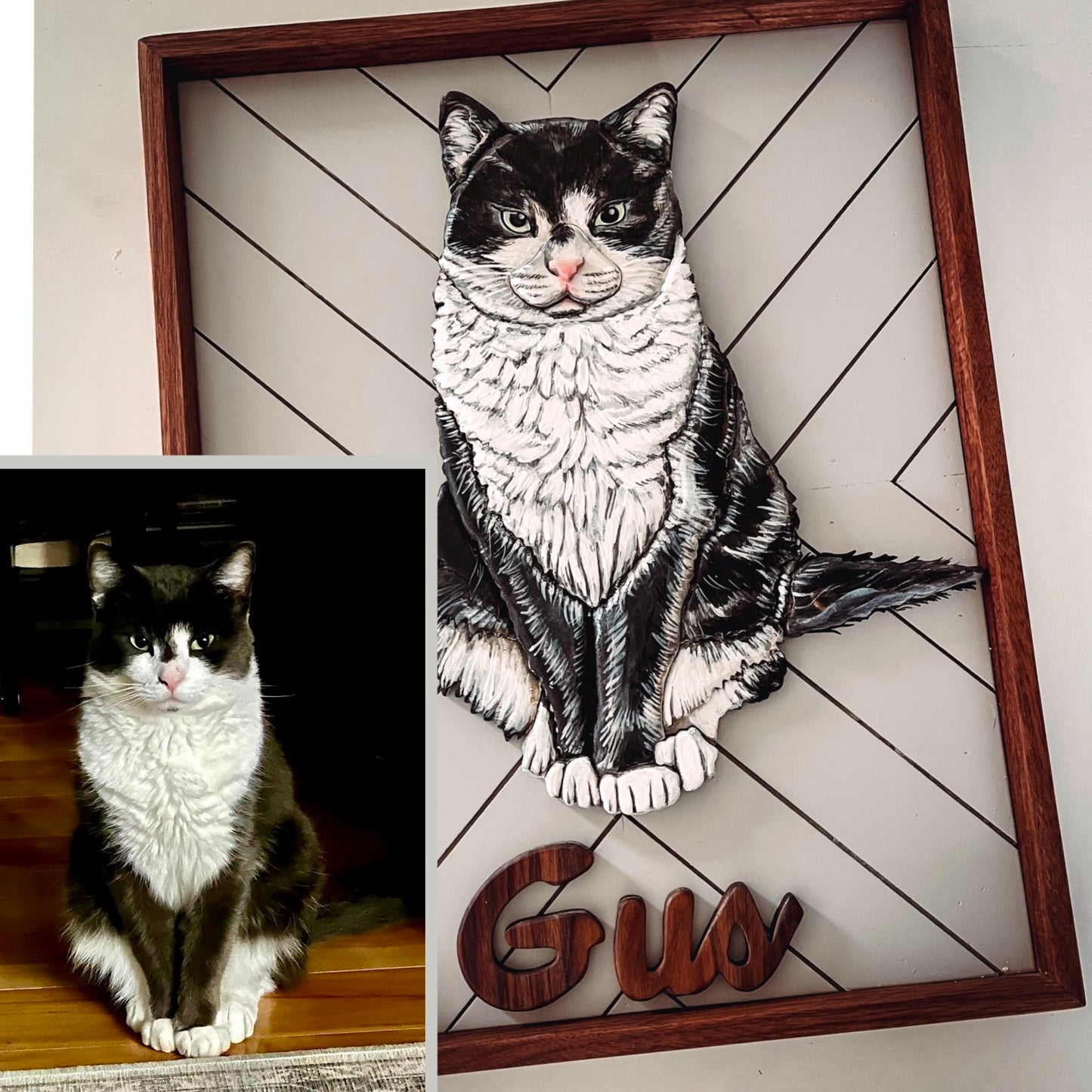 Custom Pet Portrait ( Painted Mosaic Backer )