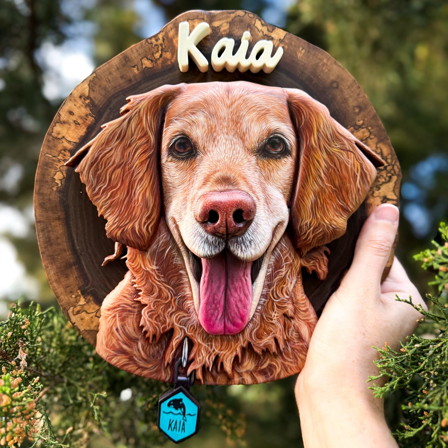 Custom Pet Portrait - On a Live Edge Round (Shipping September 2026)