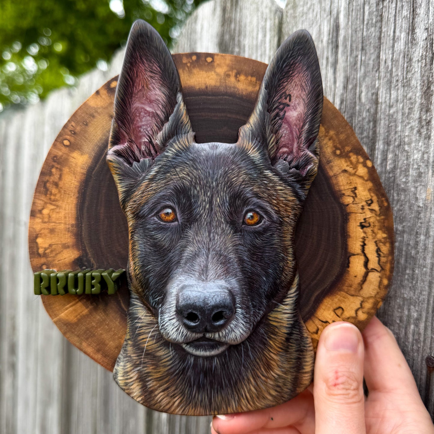 Custom Pet Portrait - On a Live Edge Round (Shipping September 2026)