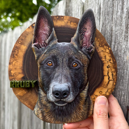 Custom Pet Portrait - On a Live Edge Round (Shipping September 2026)