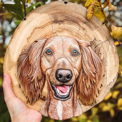 Custom Pet Portrait - On a Live Edge Round (Shipping February 31st)