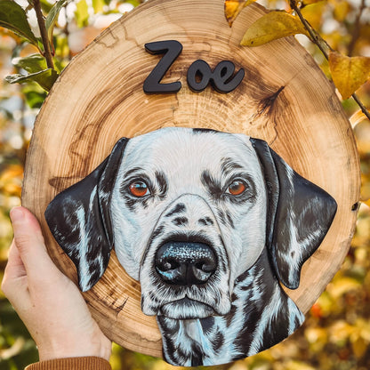 Custom Pet Portrait - On a Live Edge Round (Shipping February 31st)