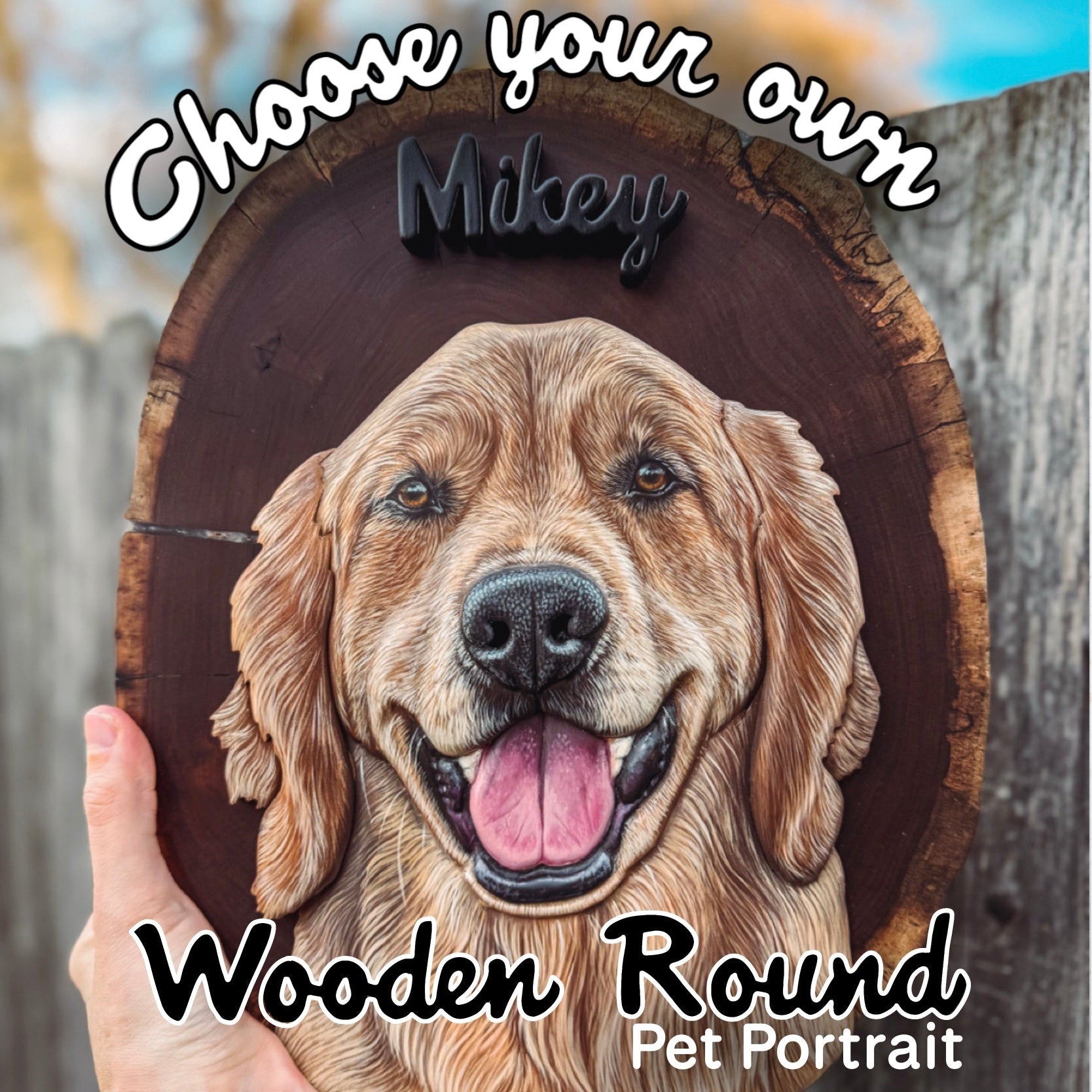 Custom Pet Portrait - On a Live Edge Round (Shipping May 2026
