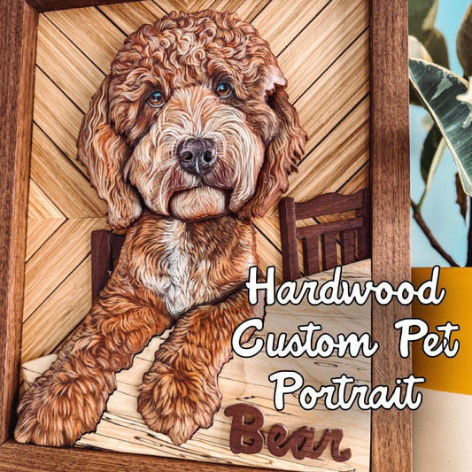 Hardwood Custom Pet Portrait (Shipping April 2026)
