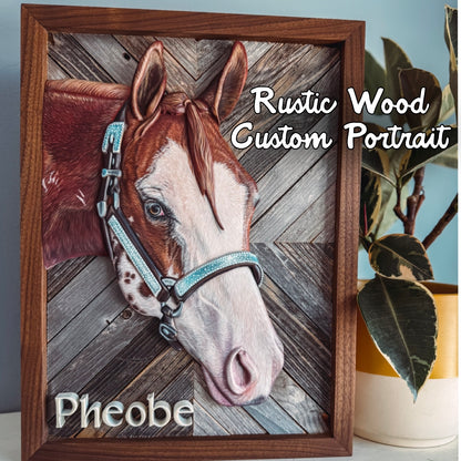Rustic Rustic Wood Custom Portrait (Shipping May 2026)