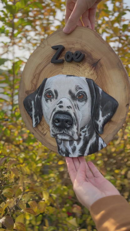 Custom Pet Portrait - On a Live Edge Round (Shipping February 31st)